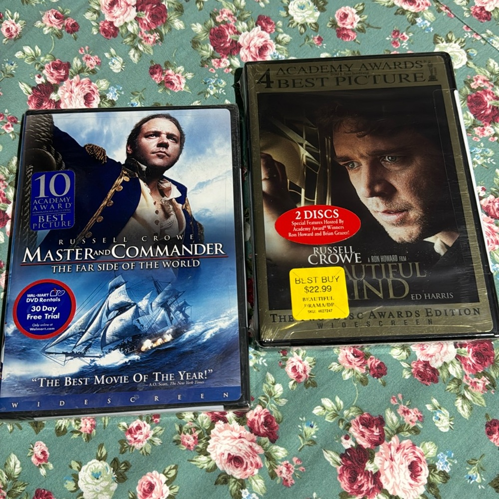 Russell Crowe movies 🍿! A Beautiful Mind & Master and Commander DVD’s 📀 new 💫